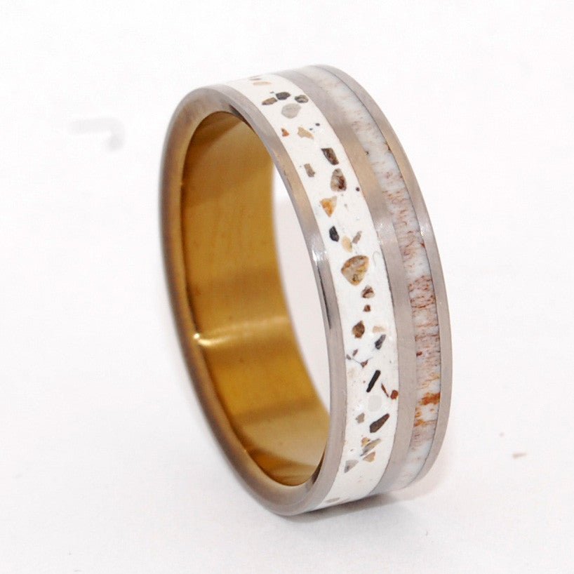 Ophir | Men's Crushed Canadian Forest Stones, Moose Antler & Titanium Wedding Ring - Minter and Richter Designs