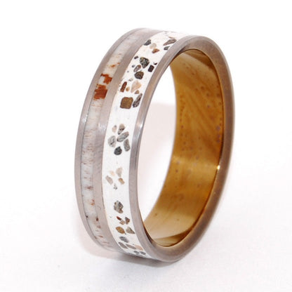 Ophir | Men's Crushed Canadian Forest Stones, Moose Antler & Titanium Wedding Ring - Minter and Richter Designs