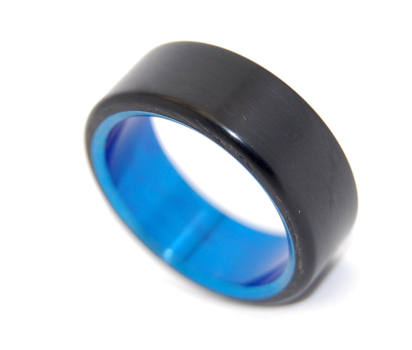 Othello | Men's Black Resin & Blue Titanium Wedding Ring - Minter and Richter Designs