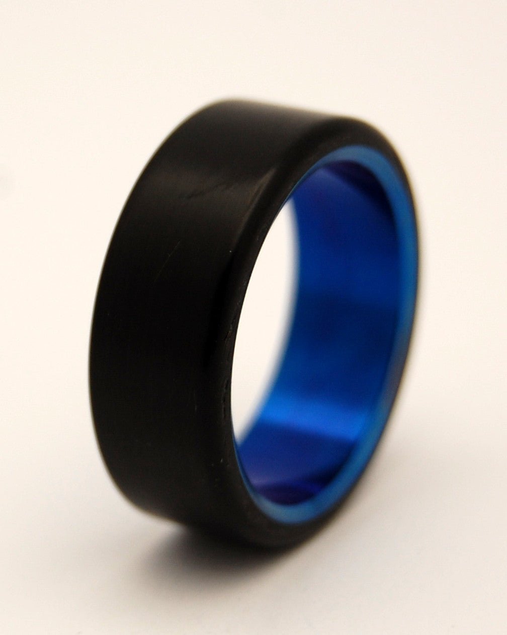 Othello | Men's Black Resin & Blue Titanium Wedding Ring - Minter and Richter Designs