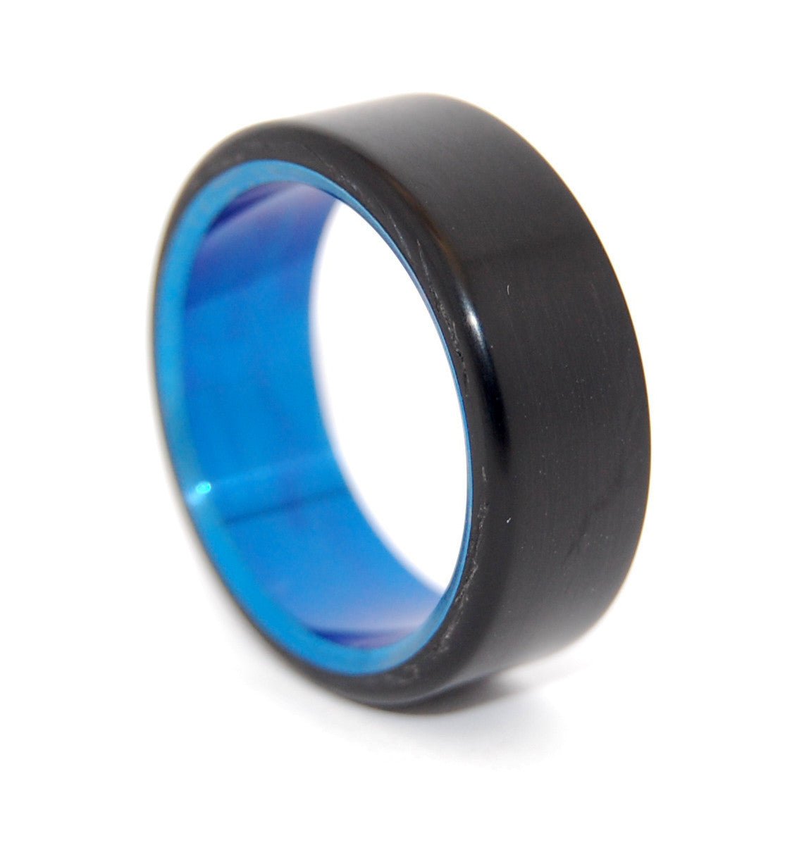 Othello | Men's Black Resin & Blue Titanium Wedding Ring - Minter and Richter Designs