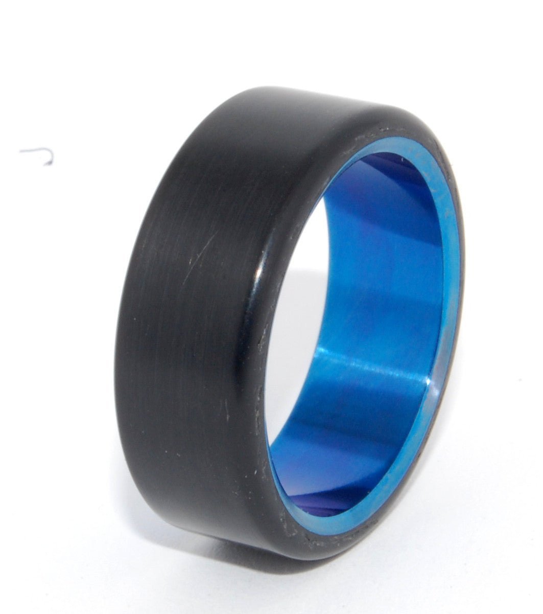 Othello | Men's Black Resin & Blue Titanium Wedding Ring - Minter and Richter Designs