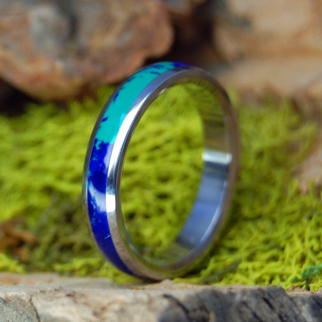 Our Archipelago | Men's Azurite, Malachite & Titanium Wedding Ring - Minter and Richter Designs