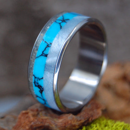 Our Beach | Beach Sand & Turquoise Wedding Ring - Minter and Richter Designs