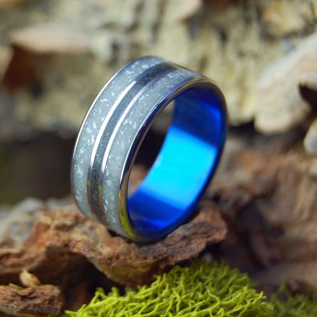 Our Beloved Arlington Cemetary In Blue | Men's Arlington Cemetary Marble, Icelandic Lava & Titanium Wedding Ring - Minter and Richter Designs