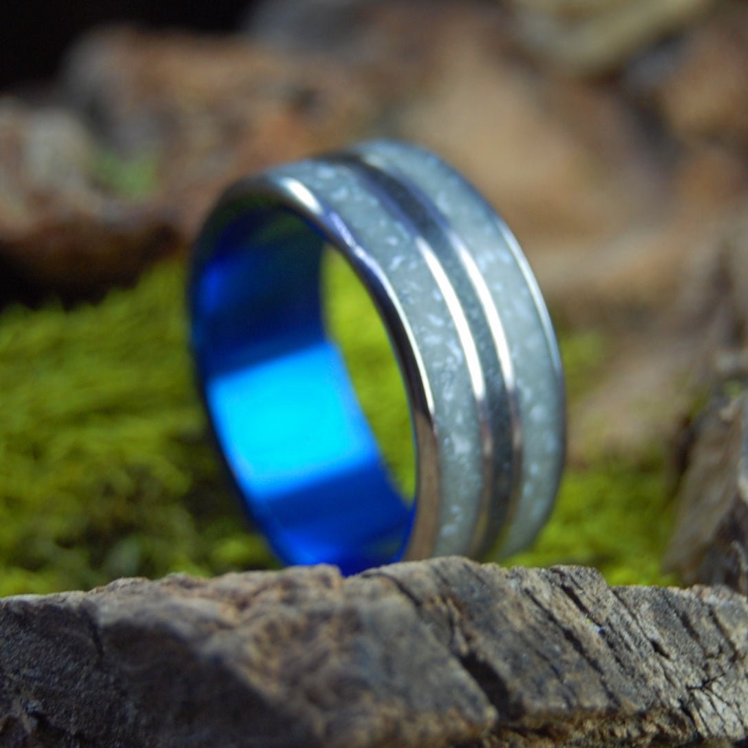 Our Beloved Arlington Cemetary In Blue | Men's Arlington Cemetary Marble, Icelandic Lava & Titanium Wedding Ring - Minter and Richter Designs