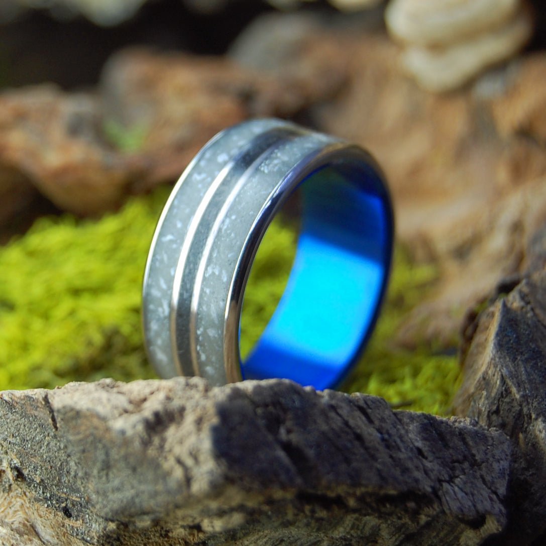 Our Beloved Arlington Cemetary In Blue | Men's Arlington Cemetary Marble, Icelandic Lava & Titanium Wedding Ring - Minter and Richter Designs