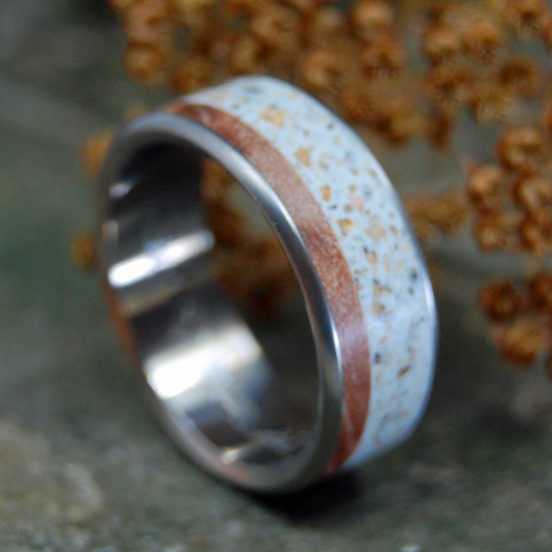 Our River | Men's River Stone, Maple & Titanium Wedding Ring - Minter and Richter Designs