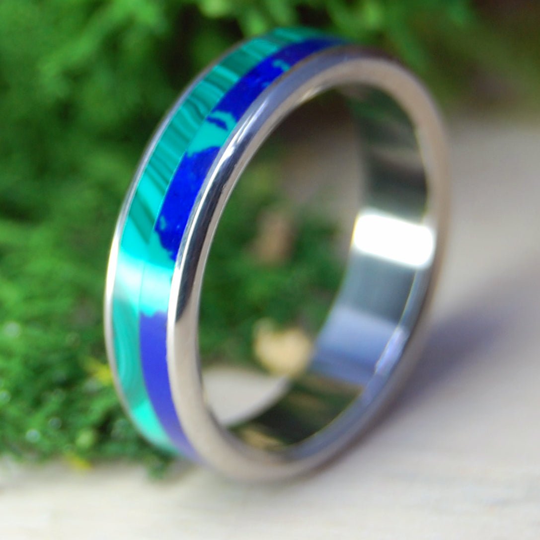 Our Sea | Men's Malachite, Azurite & Titanium Wedding Ring - Minter and Richter Designs