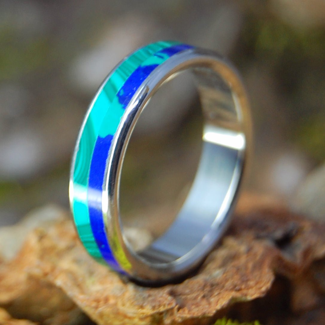 Our Sea | Men's Malachite, Azurite & Titanium Wedding Ring - Minter and Richter Designs