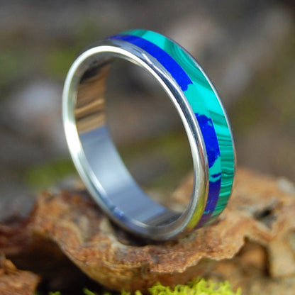 Our Sea | Men's Malachite, Azurite & Titanium Wedding Ring - Minter and Richter Designs