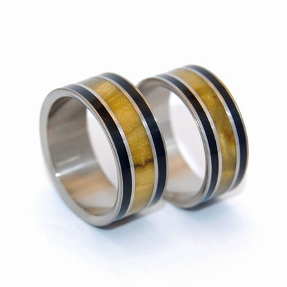 Our Summit | Tiger Eye Stone & Onyx Stone - Unique Titanium Wedding Ring Set - Minter and Richter Designs