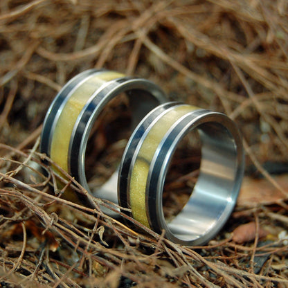 Our Summit | Tiger Eye Stone & Onyx Stone - Unique Titanium Wedding Ring Set - Minter and Richter Designs