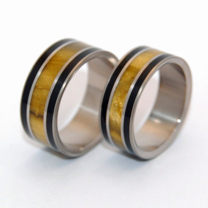 Our Summit | Tiger Eye Stone & Onyx Stone - Unique Titanium Wedding Ring Set - Minter and Richter Designs