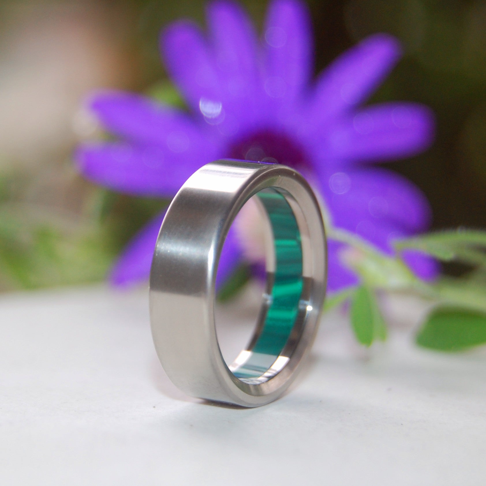 Oz | Men's Malachite Stone & Titanium Wedding Ring - Minter and Richter Designs