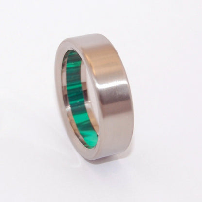 Oz | Men's Malachite Stone & Titanium Wedding Ring - Minter and Richter Designs