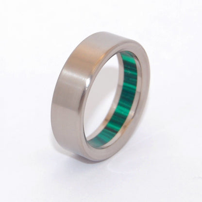 Oz | Men's Malachite Stone & Titanium Wedding Ring - Minter and Richter Designs