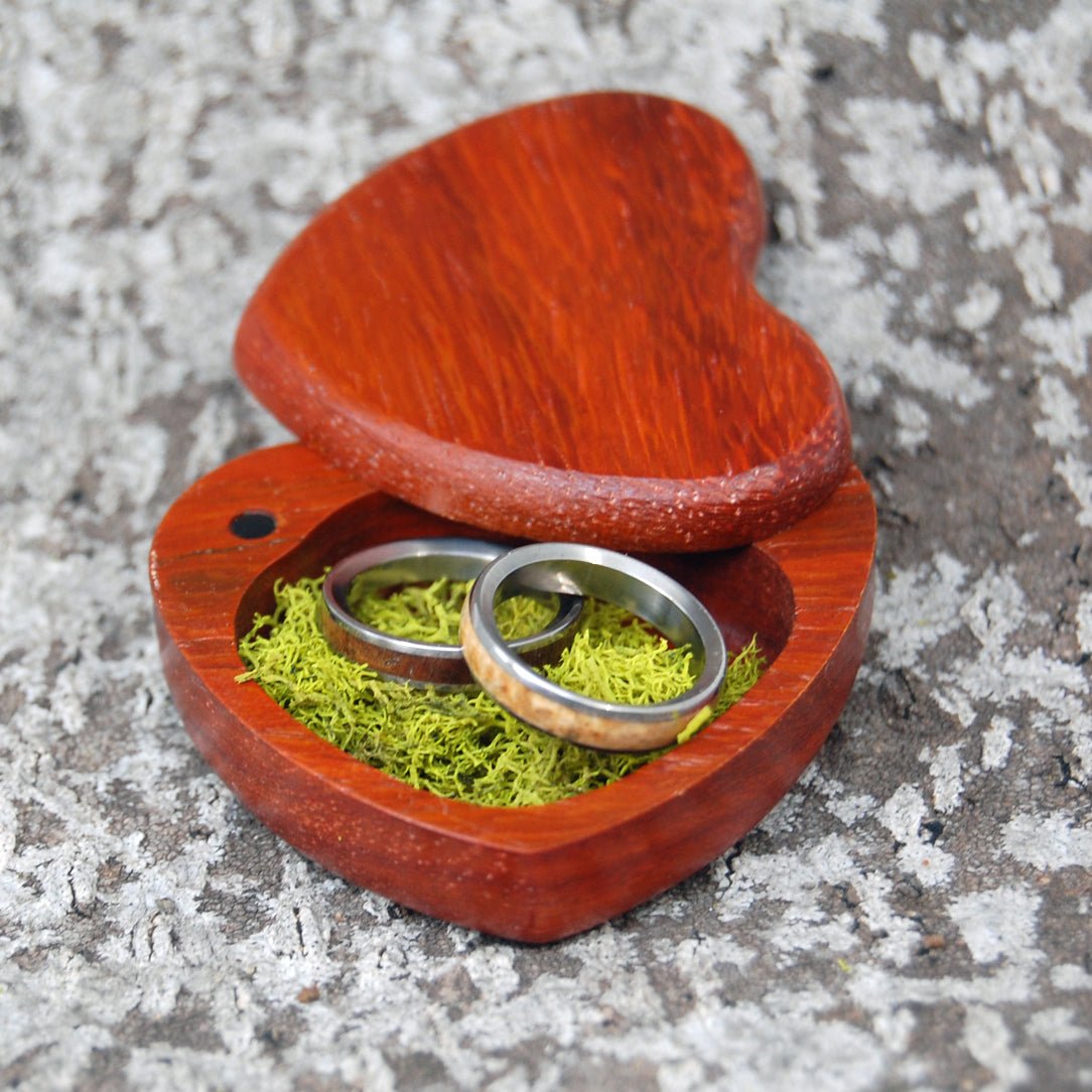 Padauk Wood Ring Box | Wedding Ring Box For 1 Or 2 Ring - Secret Box Style - Minter and Richter Designs