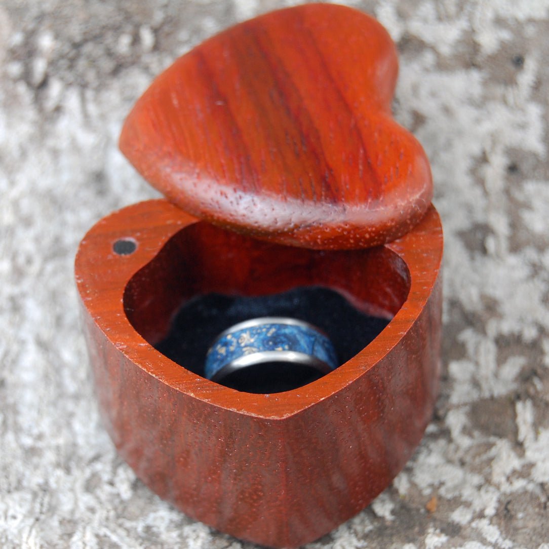 Padauk Wood Ring Box | Wedding Ring Box For 1 Ring - Secret Box Style - Minter and Richter Designs