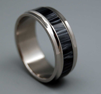 Paparazzi | Men's Black Marbled Opalescent Resin & Titanium Wedding Ring - Minter and Richter Designs