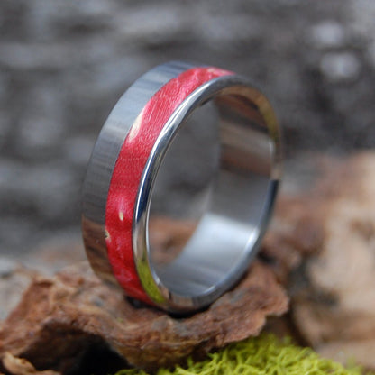 Paper Heart | Men's Red Box Elder Wood & Titanium Wedding Ring - Minter and Richter Designs