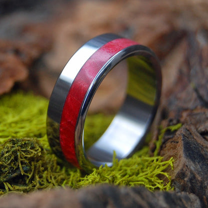 Paper Heart | Men's Red Box Elder Wood & Titanium Wedding Ring - Minter and Richter Designs