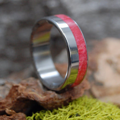 Paper Heart | Men's Red Box Elder Wood & Titanium Wedding Ring - Minter and Richter Designs