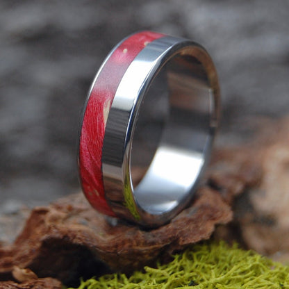 Paper Heart | Men's Red Box Elder Wood & Titanium Wedding Ring - Minter and Richter Designs