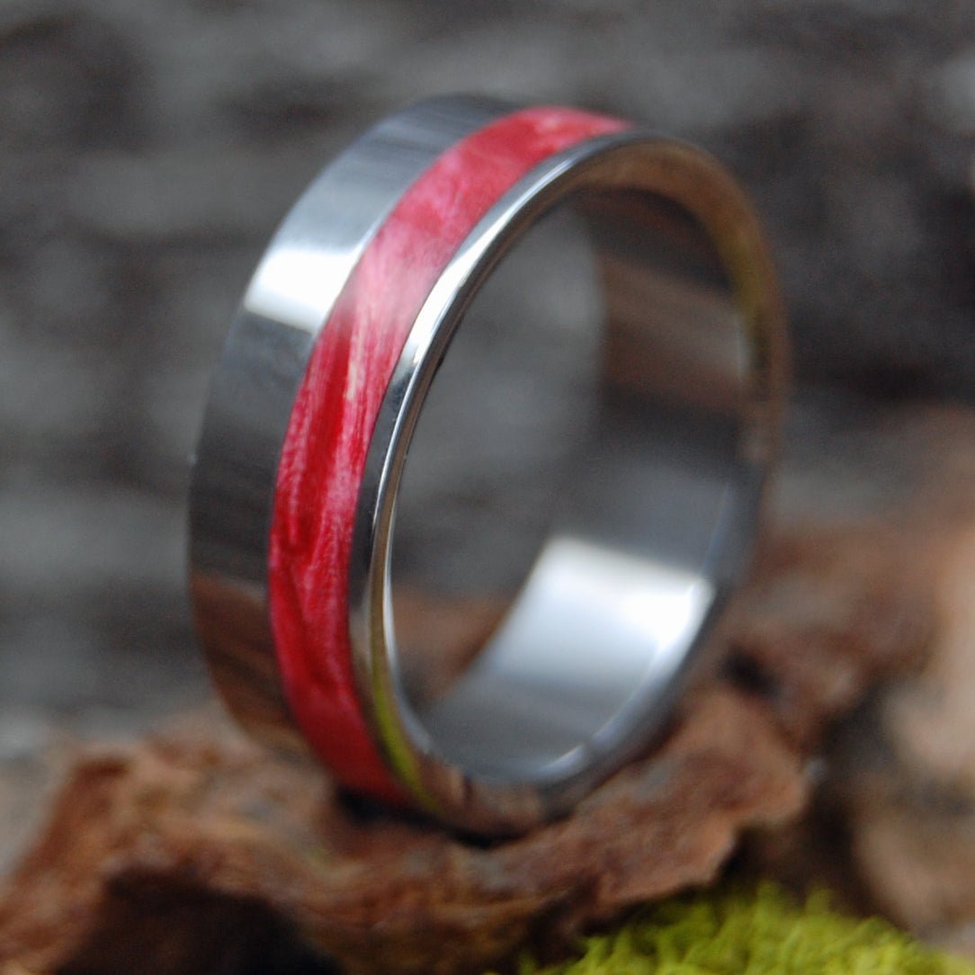 Paper Heart | Men's Red Box Elder Wood & Titanium Wedding Ring - Minter and Richter Designs