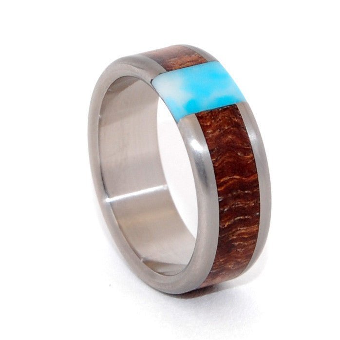 Passing Clouds | Men's Larimar Stone, Hawaiian Koa Wood & Titanium Wedding Ring - Minter and Richter Designs