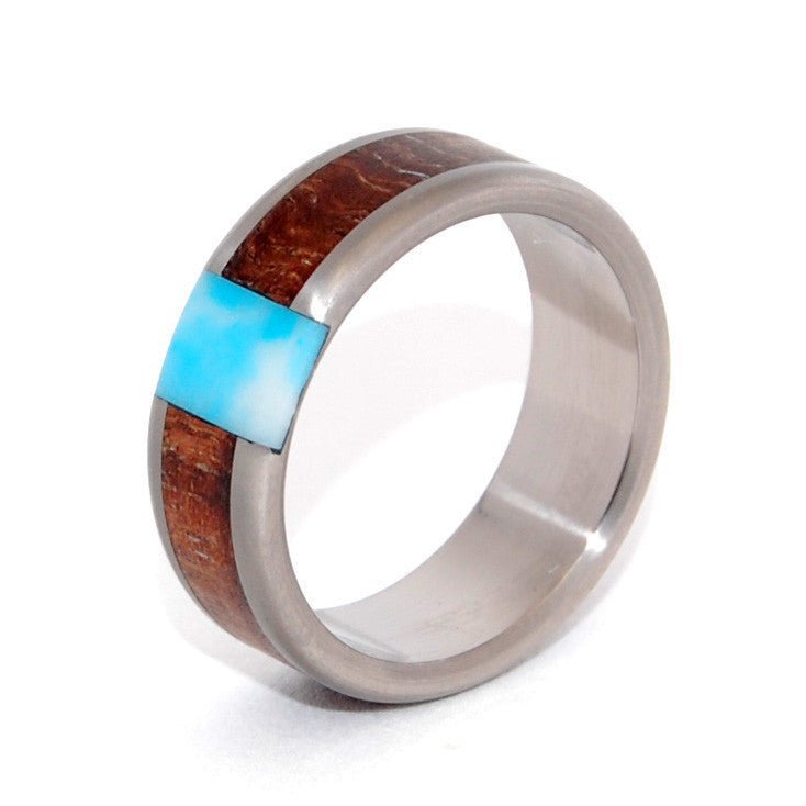 Passing Clouds | Men's Larimar Stone, Hawaiian Koa Wood & Titanium Wedding Ring - Minter and Richter Designs