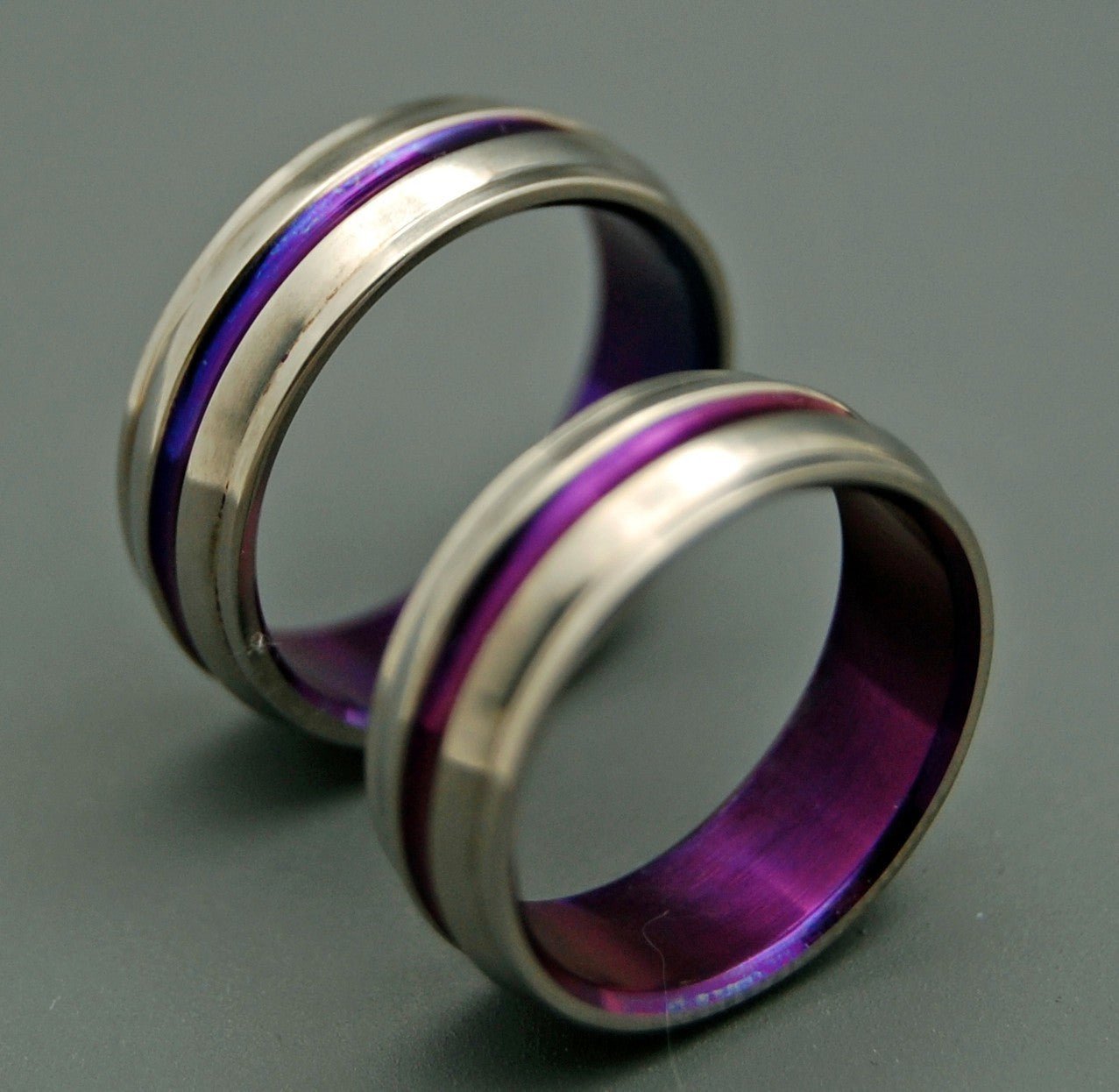 Passion For Purple | Purple Handcrafted Titanium Custom Ring Wedding Ring Set - Minter and Richter Designs