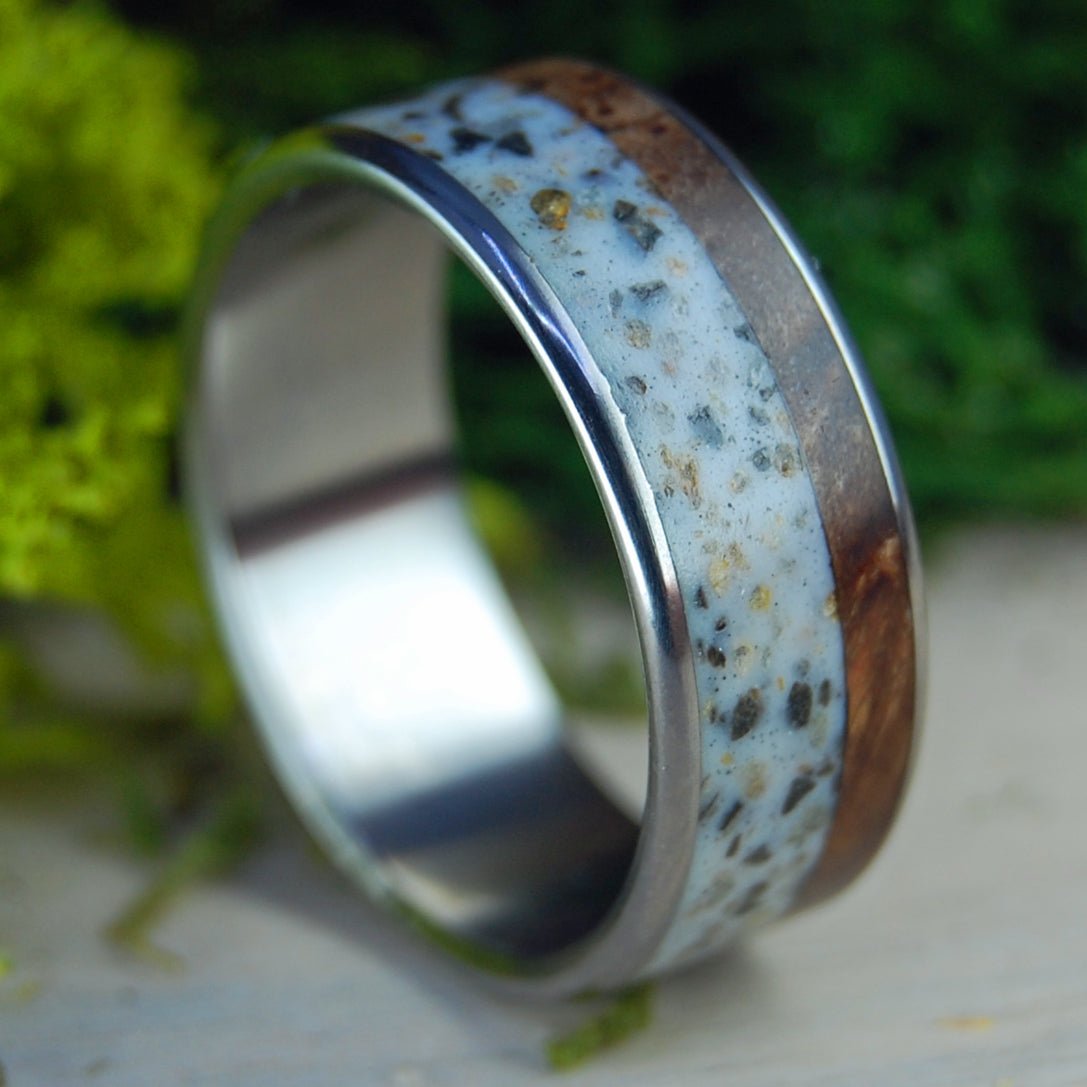 Patagonia, Argentina | Men's Patagonia Stone, Maple & Titanium Wedding Ring - Minter and Richter Designs