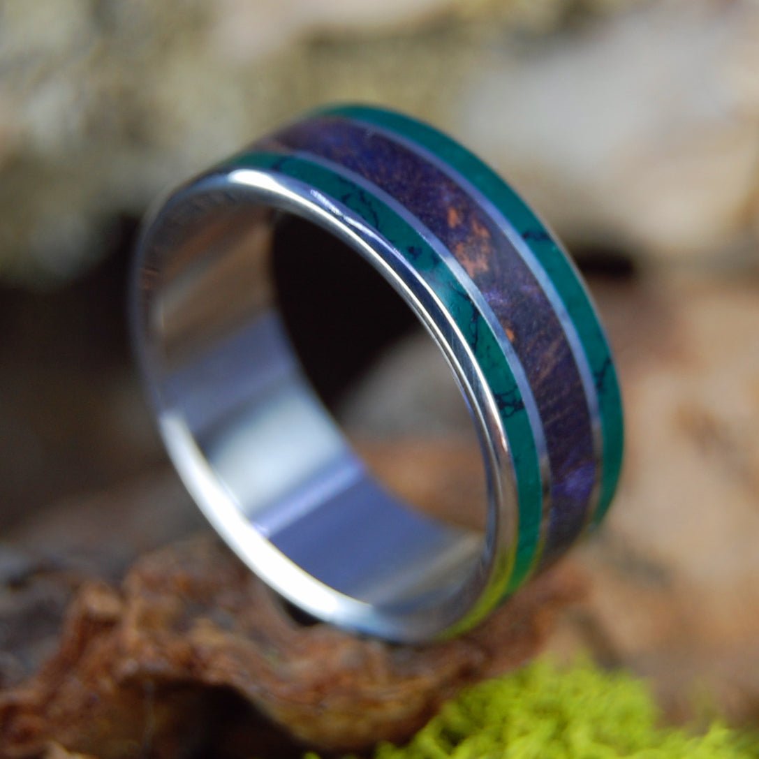 Path To The Purple Sea | Men's Jade Stone, Purple Box Elder Wood & Titanium Wedding Ring - Minter and Richter Designs