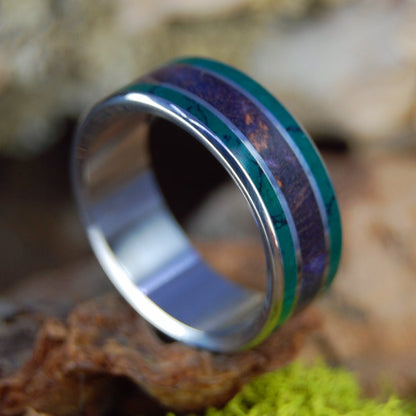 Path To The Purple Sea | Men's Jade Stone, Purple Box Elder Wood & Titanium Wedding Ring - Minter and Richter Designs