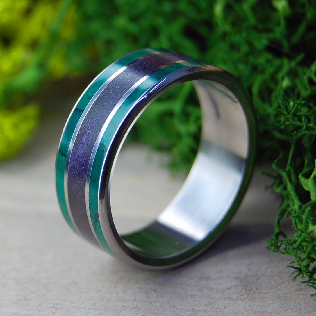 Path To The Purple Sea | Men's Jade Stone, Purple Box Elder Wood & Titanium Wedding Ring - Minter and Richter Designs