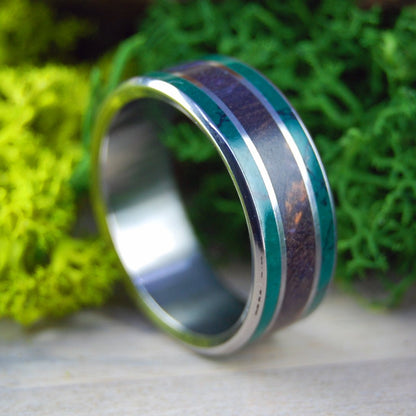 Path To The Purple Sea | Men's Jade Stone, Purple Box Elder Wood & Titanium Wedding Ring - Minter and Richter Designs