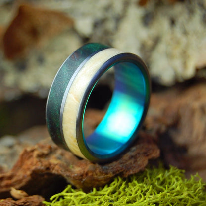 Peace In Costa Rica Green | Men's Green Maple, Box Elder Wood & Titanium Wedding Ring - Minter and Richter Designs