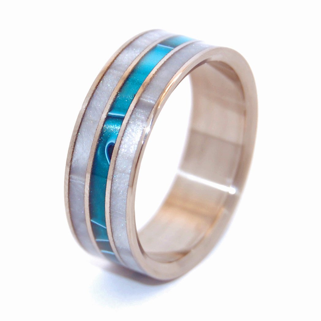 Peek Through Aquatic Blue | Men's Aquatic Blue & Titanium Wedding Ring - Minter and Richter Designs