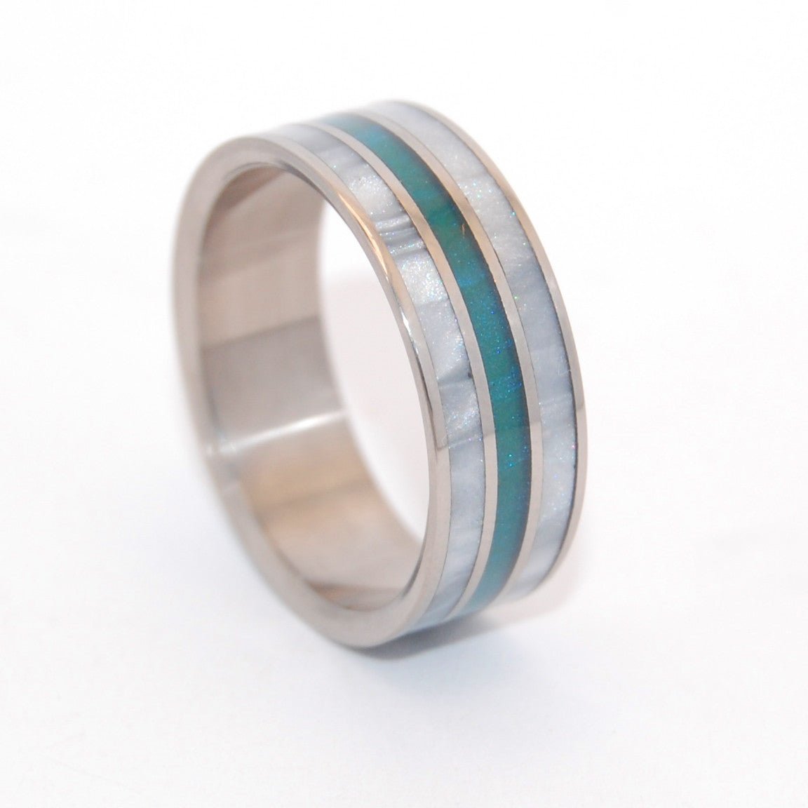 Peek Through Turquoise | Men's Turquoise & Titanium Wedding Ring - Minter and Richter Designs