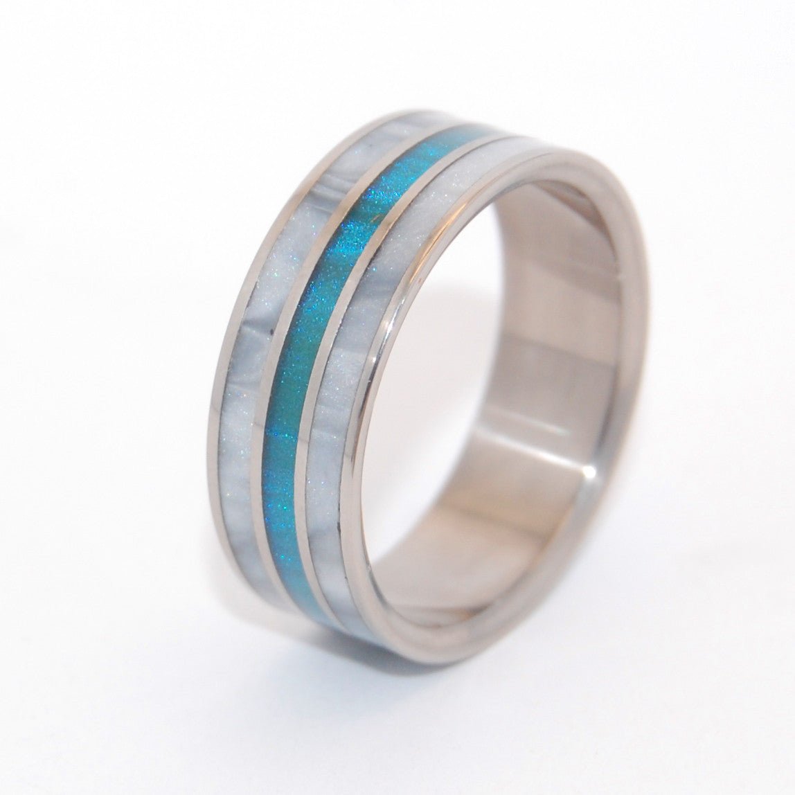 Peek Through Turquoise | Men's Turquoise & Titanium Wedding Ring - Minter and Richter Designs