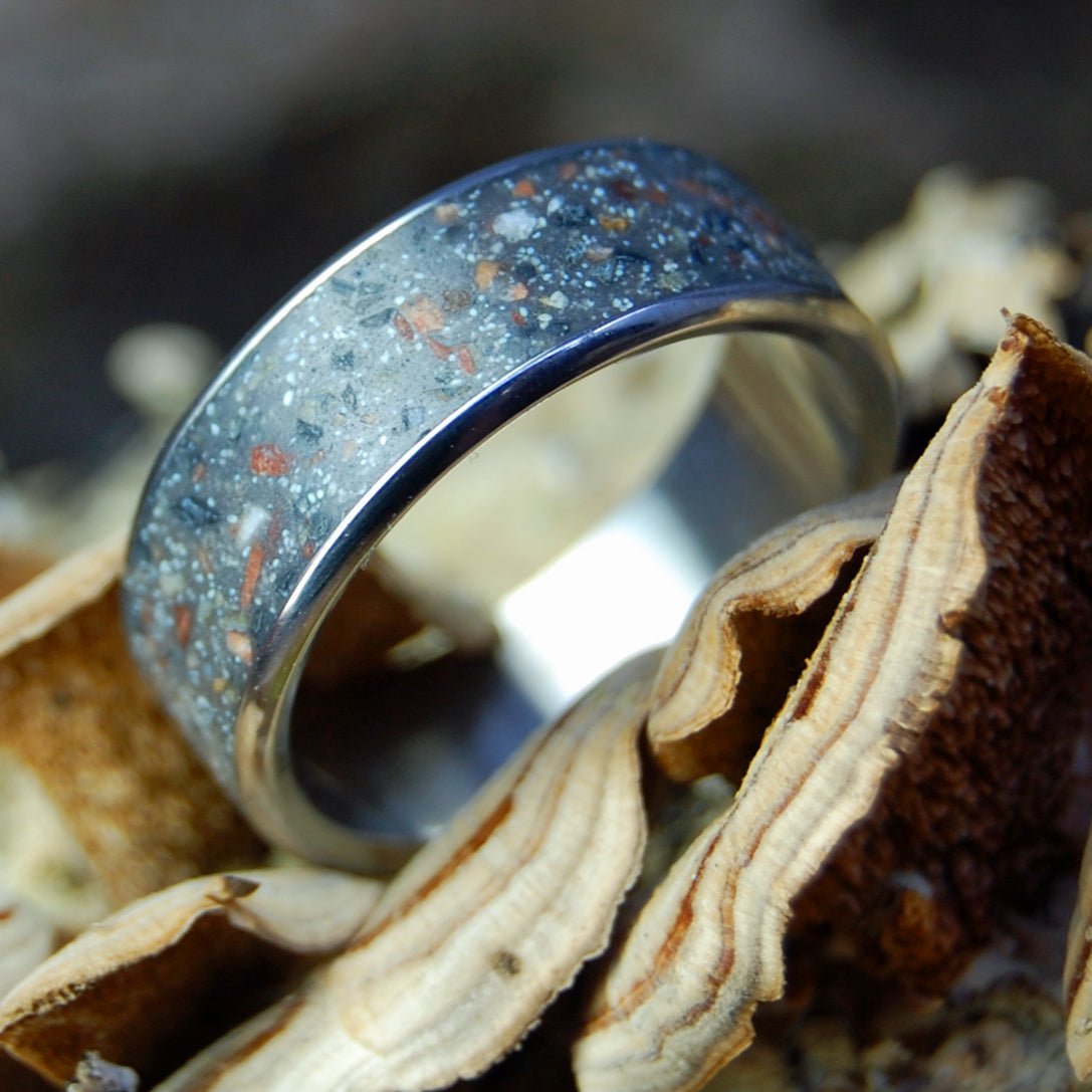 Penguins Of Patagonia | Argentina Patagonia Beach Sand, Lava & Titanium Wedding Ring - Minter and Richter Designs