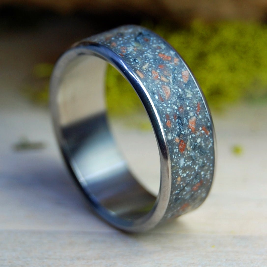 Penguins Of Patagonia | Argentina Patagonia Beach Sand, Lava & Titanium Wedding Ring - Minter and Richter Designs