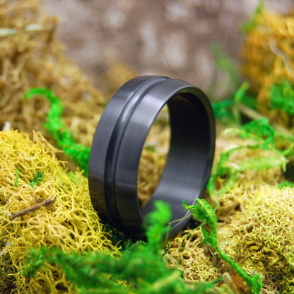 Persian Zargun | Men's Persian Zargun & Zirconium Wedding Ring - Minter and Richter Designs