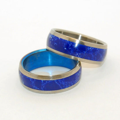 Poet's Stone | Sodalite Stone & Titanium Wedding Ring Set - Minter and Richter Designs