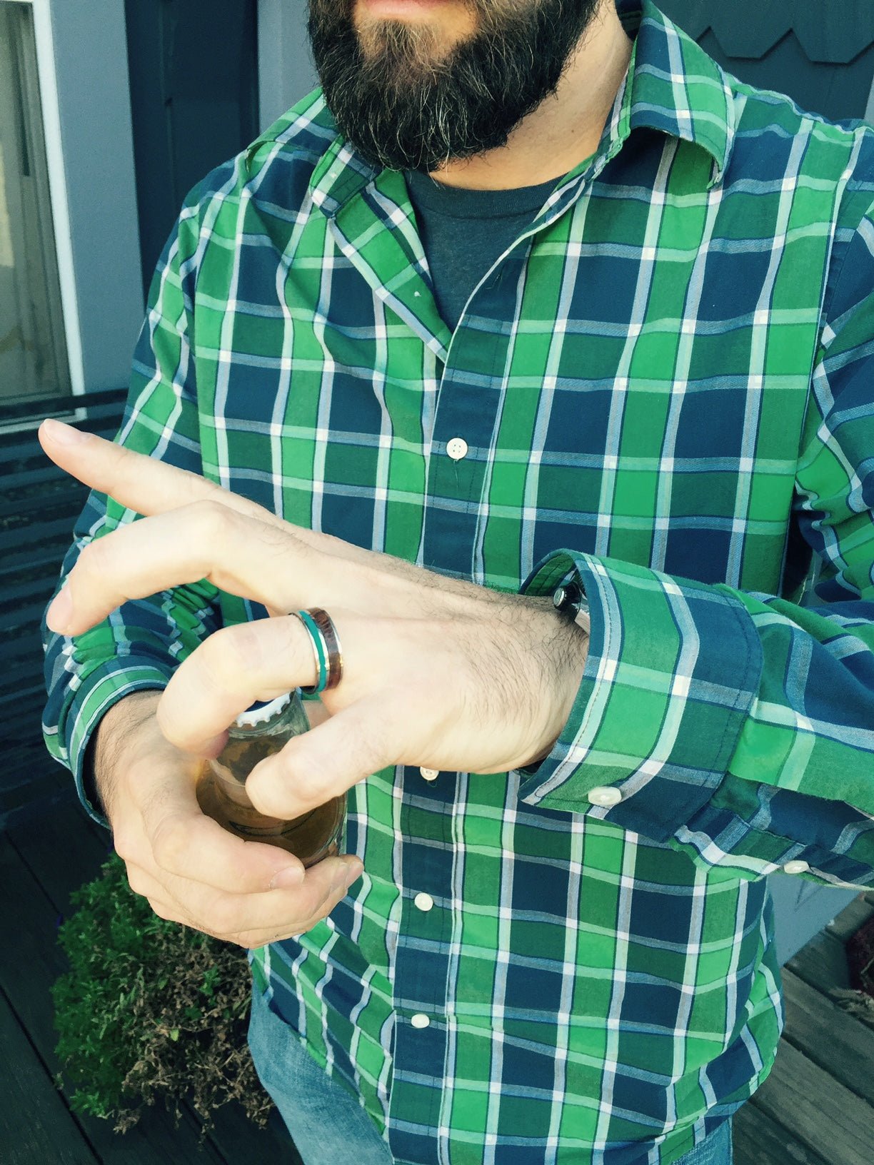 Pop - A - Top Wedding Ring | Black Box Elder Wood With Beer Bottle Opening Interior - Men's Ring - Minter and Richter Designs