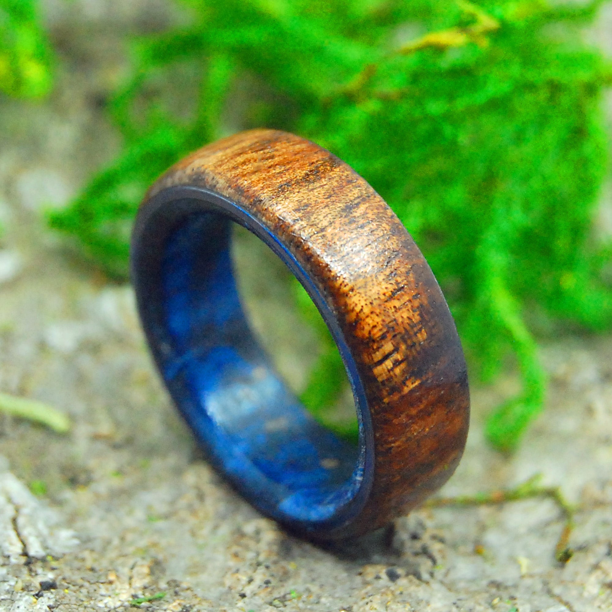 Poseidon | Men's Koa Wood, Blue Box Elder & Titanium Wedding Ring - Minter and Richter Designs