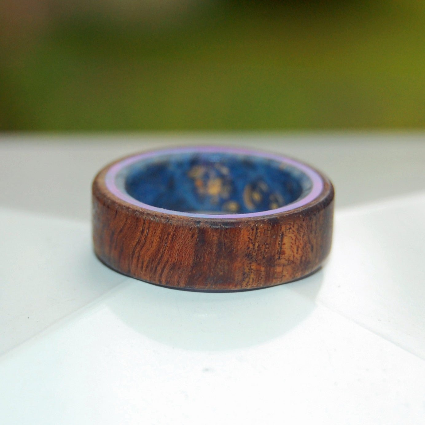 Poseidon | Men's Koa Wood, Blue Box Elder & Titanium Wedding Ring - Minter and Richter Designs