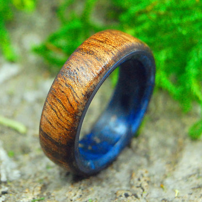 Poseidon | Men's Koa Wood, Blue Box Elder & Titanium Wedding Ring - Minter and Richter Designs