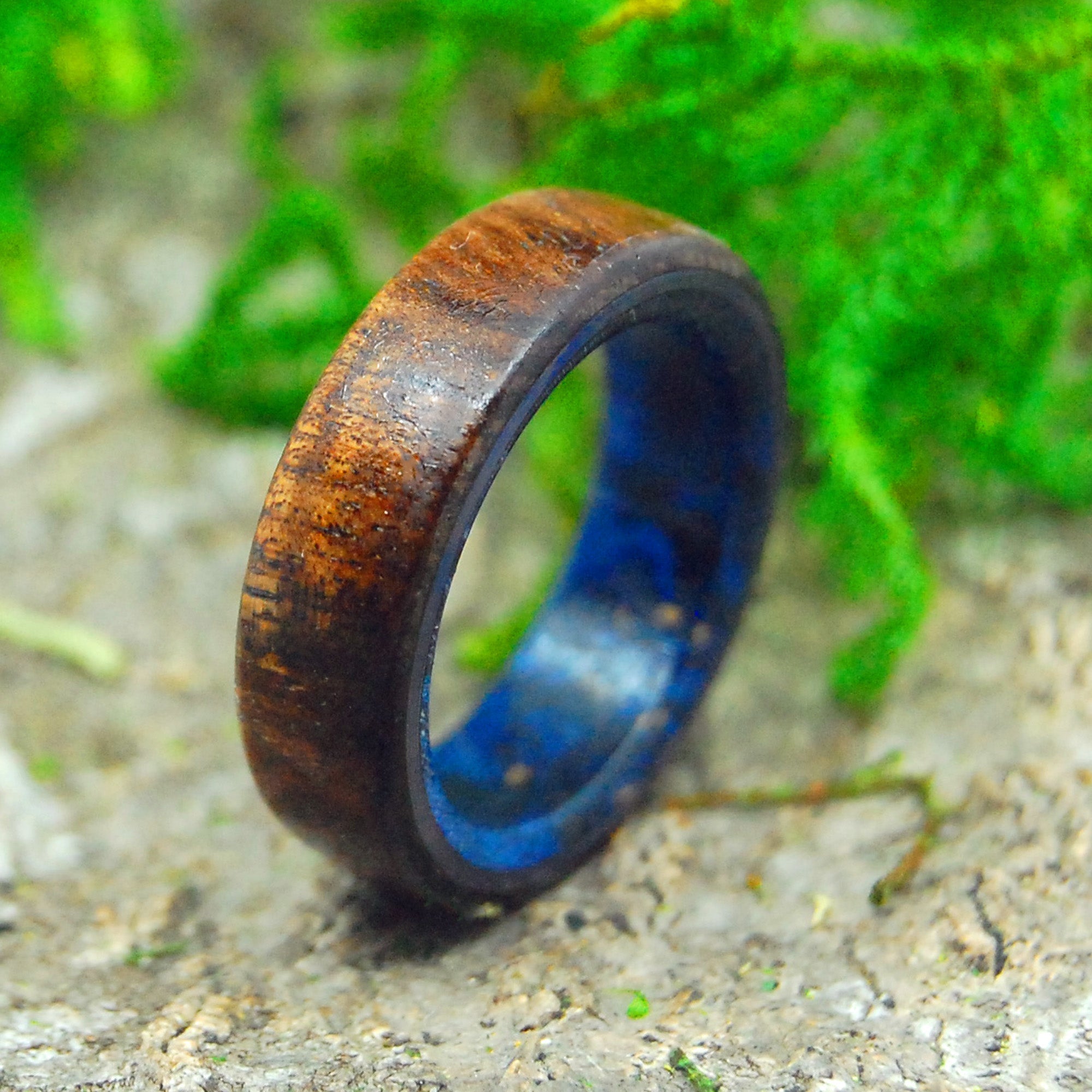 Poseidon | Men's Koa Wood, Blue Box Elder & Titanium Wedding Ring - Minter and Richter Designs